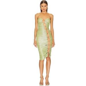 NWT Bronx and Banco Butterfly Midi Dress Lime Strapless Cutout Bodycon US Sz 4